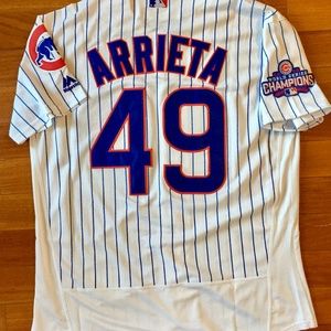Mens Cubs Arrieta White Flex Base Jersey XL/48